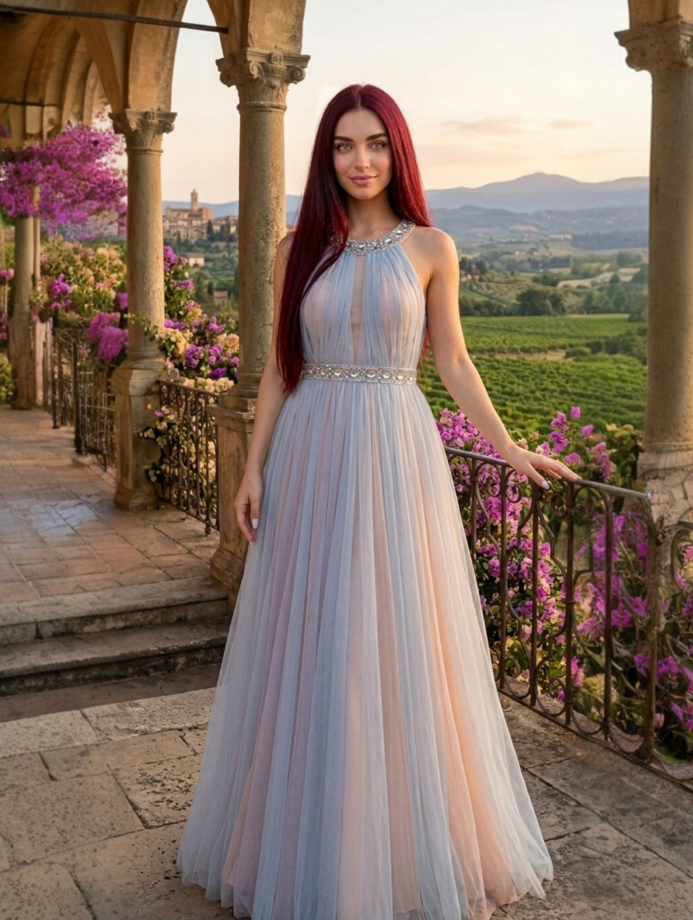 City Triangles Nude & Blue Tulle Gown Sz 17 | NWT, Y2K Boho, Prom